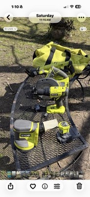 Ryobi 4-Tool Set: Drill, Circular Saw, Reciprocating Saw, Sander, Battery, Bag