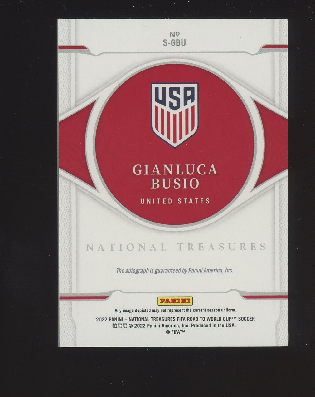 2022 National Treasures FIFA World Cup Soccer Blue Gianluca Busio AUTO /49 view 2