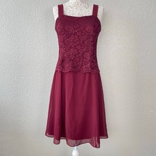 Vintage Mother of the Bride Dress Lace Bodice Formal Romantic Burgundy Large