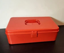 Vintage Wilson Wil-Hold Bright Red Plastic Sewing Box with Tray