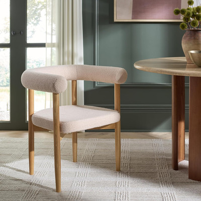 Tomio Natural & Cream Solid Wood Dining Chair - Modern Accent Seating