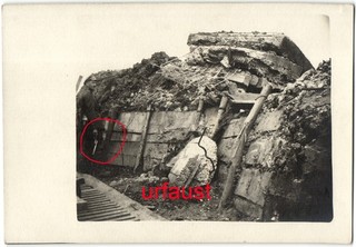 German WWI Trench Flare Signal Pistol Concrete Dugout Hit by British Mine Photo