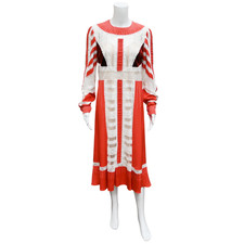 VALENTINO | Red Lace-Trim Midi Dress Size 46 / Approx. Medium