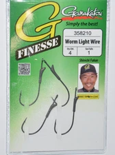 gamakatsu g-finesse worm light wire hooks w/ tin keeper Shin Fukae size 1 358210