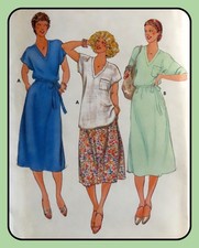 Misses Loose-fitting Top and Skirt Butterick 6156 Vtg 1980's Sewing Pattern