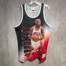 NWT Mitchell  Ness Chicago Bulls Dennis Rodman 91 Behind The Back AOP Jersey L