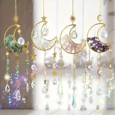Moon Crystal Dreamcatcher Suncatcher Prism Rainbow Hanging Window Decor