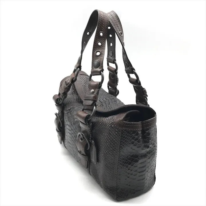 COACH Chelsea Python Embossed Leather Satchel Han… - image 3