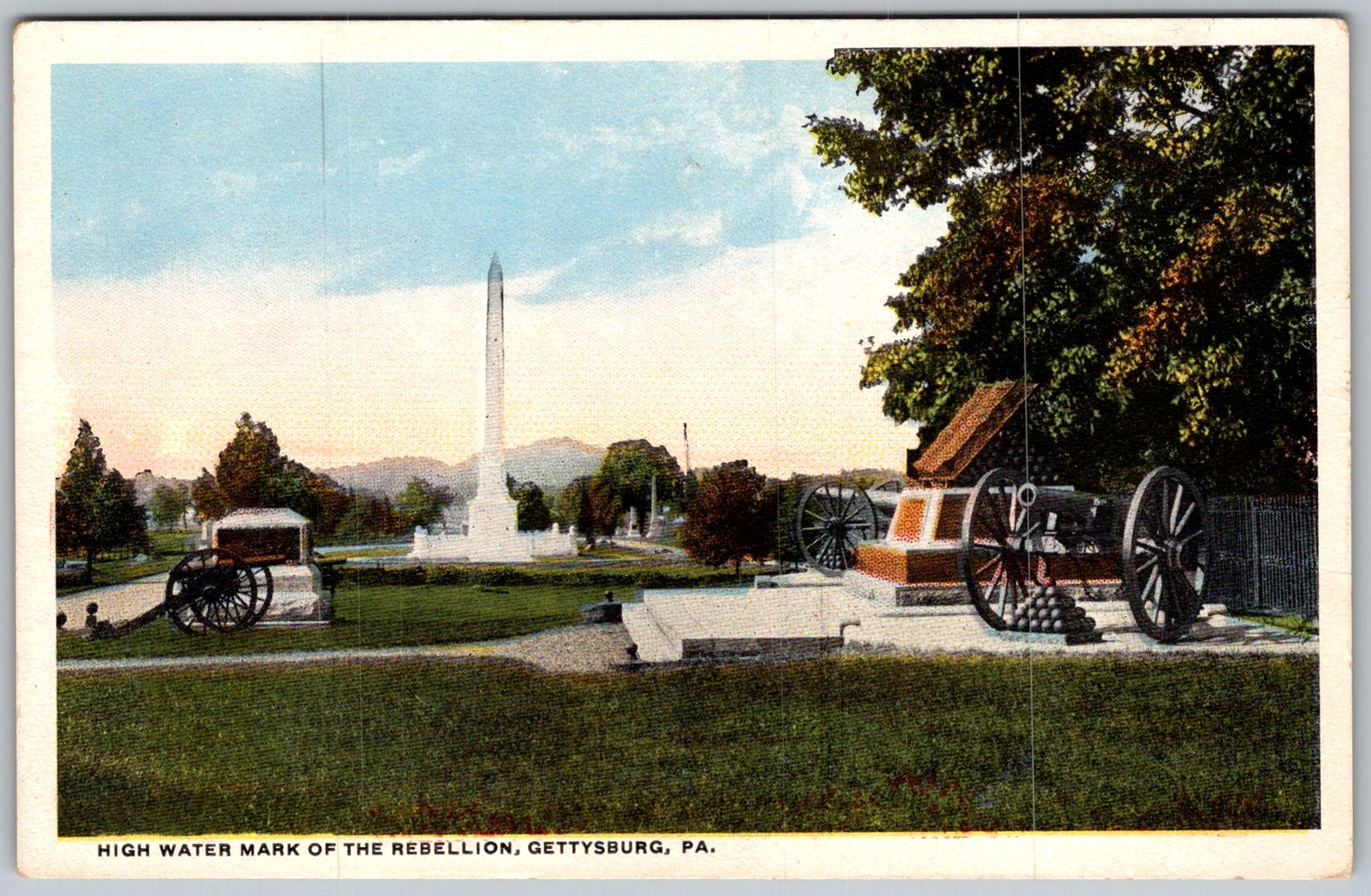 Vtg Postcard High Water Mark Monument Gettysburg, PA 1930s