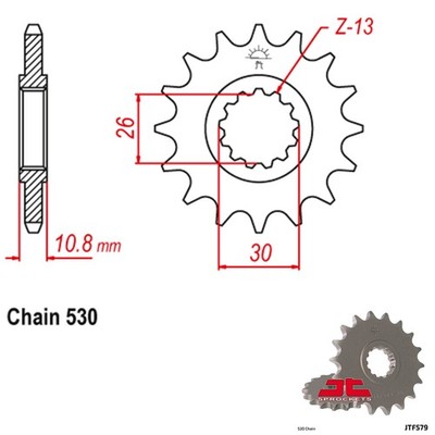 JT Sprockets Front Yamaha FZ-1 ZB/ZCB/ZCR/ZR/AS/ACS/BW/BCW 10-12 JTF579.17