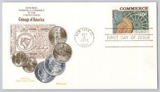New York, NY Coinage of America, Commerce 10c First Day Cover, Modern 1975