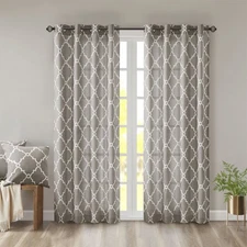 PA 50x108" Fretwork Print Grommet Top Window Curtain Panel(Only 1 Pc Panel)