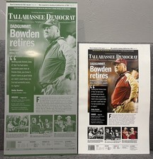 Bobby Bowden FSU Retirement 2009 Tallahassee Democrat Aluminum Print/Glossy Page