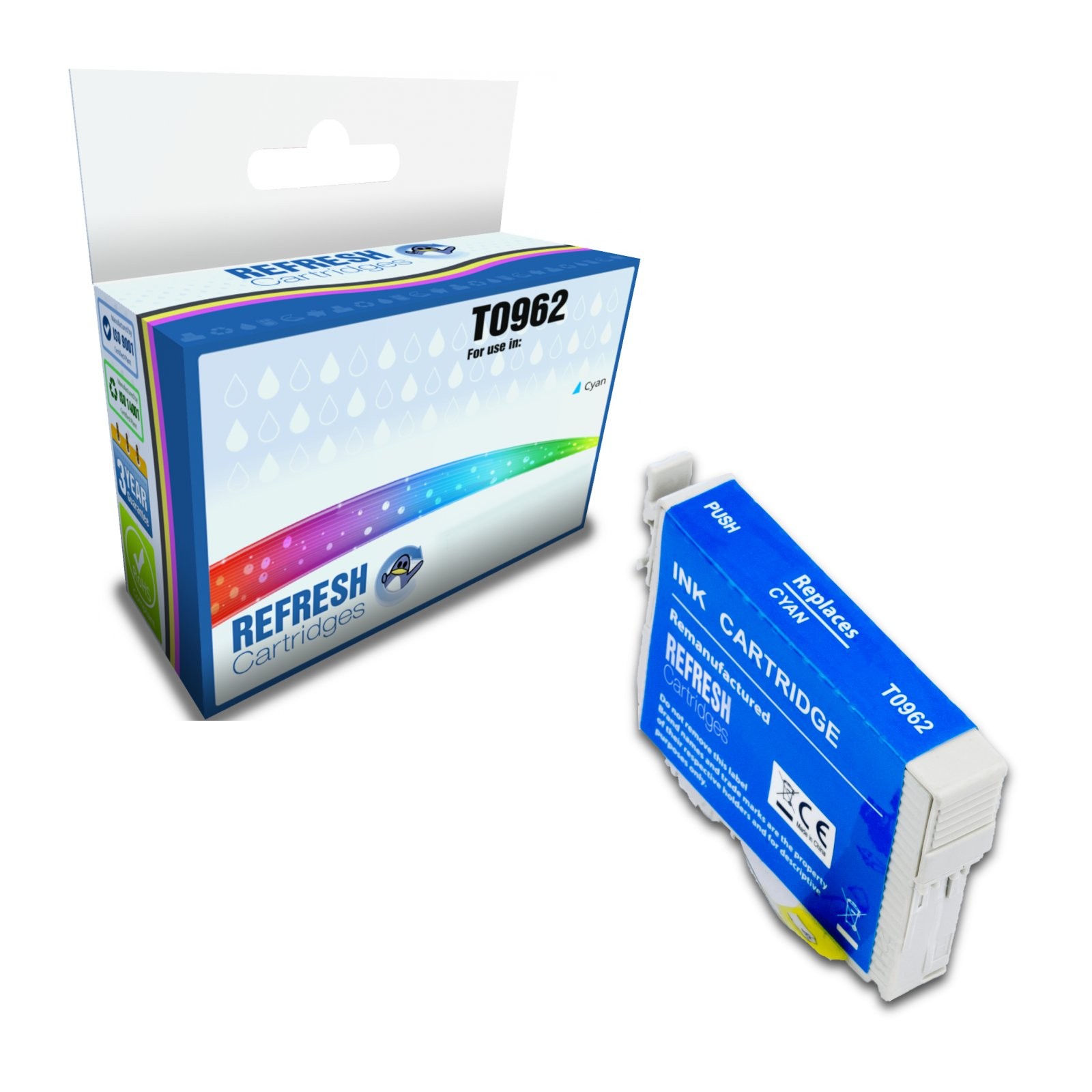 Refresh Cartridges Cyan T0962 Ink Compatible With Epson Printers