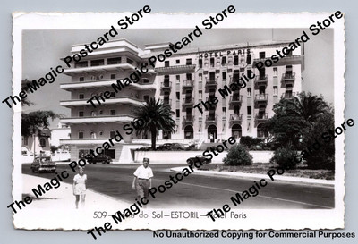 Hotel Paris ESTORIL Spain RPPC Vintage Costa do Sol Art Deco Bauhaus Photo 1955