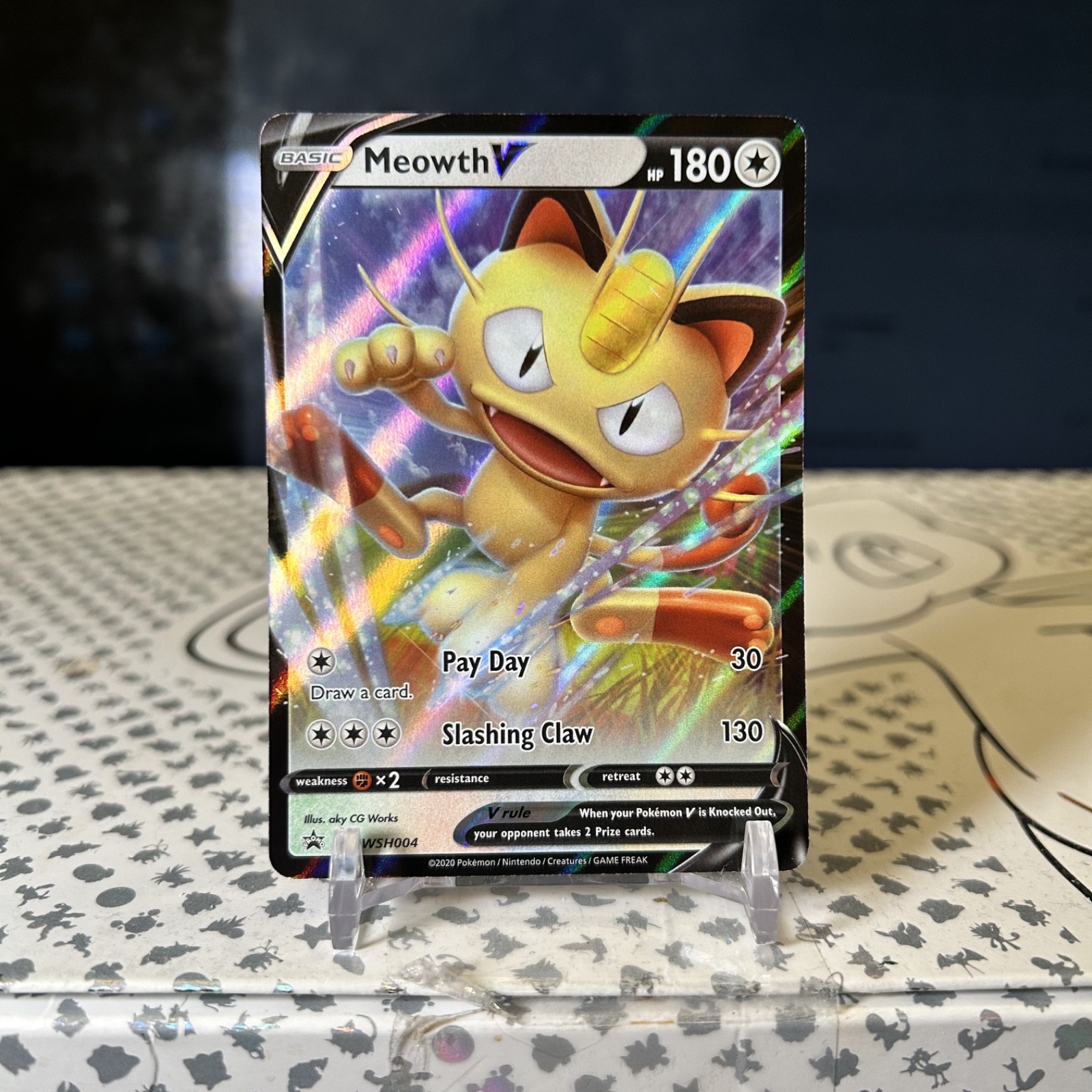 Meowth V SWSH004 - Pokemon TCG Card - Full Art Holo - Black Star Promo - NM