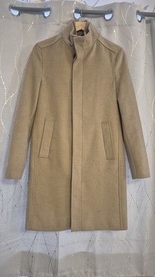 Zara Herren Mantel Camel Hellbraun Beige Größe S Wetterfest Bistretch