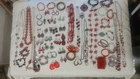 Estate Lot Of Costume Jewelry Reds Earrings Necklaces Bracelets