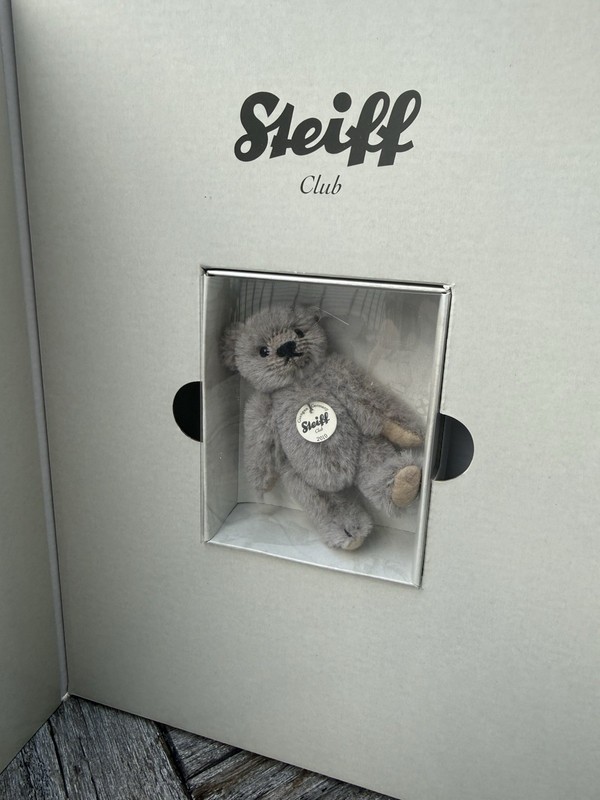 Steiff Club 2010 Mini Gray Teddy Bear Plush Stuffed Animal in Box