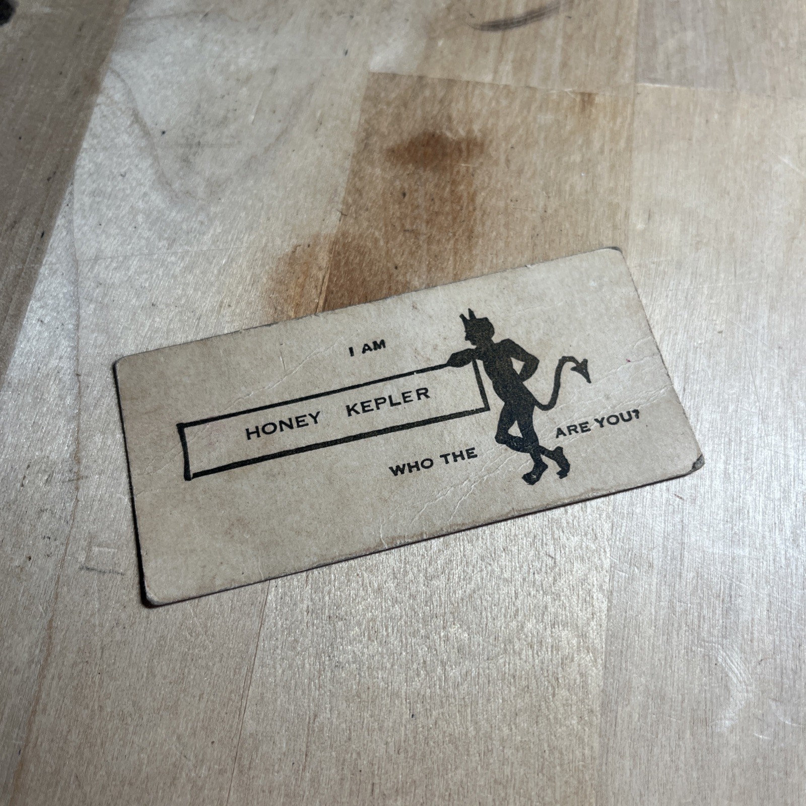 Antique Risqué Calling Card Devil Halloween "Who The Devil Are You?" -  A1