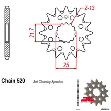 JT Sprockets Self-Cleaning Steel Front Sprocket-12T for 2001-2005 Yamaha