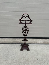 Vintage Art Deco Cast Iron Antique Gold Smoke Stand 27”-H, 8”-W