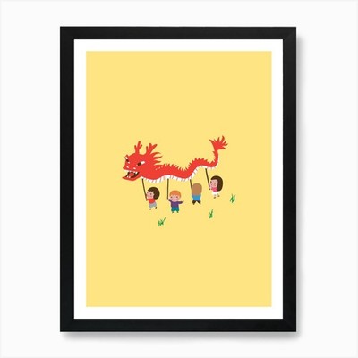 Drachentanz Kunstdruck gerahmt Wandbild Poster Leinwanddruck Bild