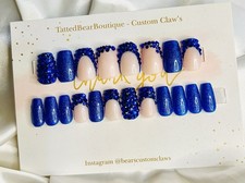 Crystal Blue French BIAB No Size Required Press On Nail Set