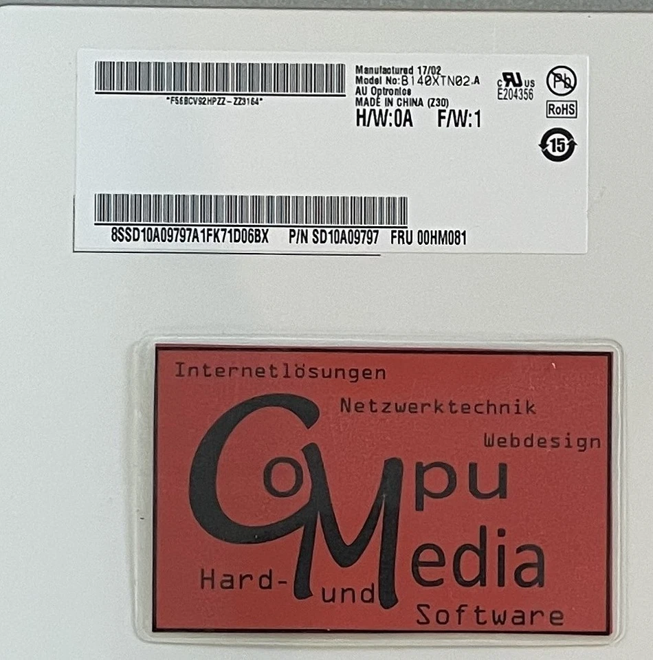 Lenovo ThinkPad T450s Display 14" 30Pins 20mm 1366 x 768 HD B140XTN02.A - Bild 3 von 4