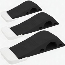 Heavy Duty Door Stop Wedge 3-Pack Black Rubber Floor Stopper Carpet Tile Wood