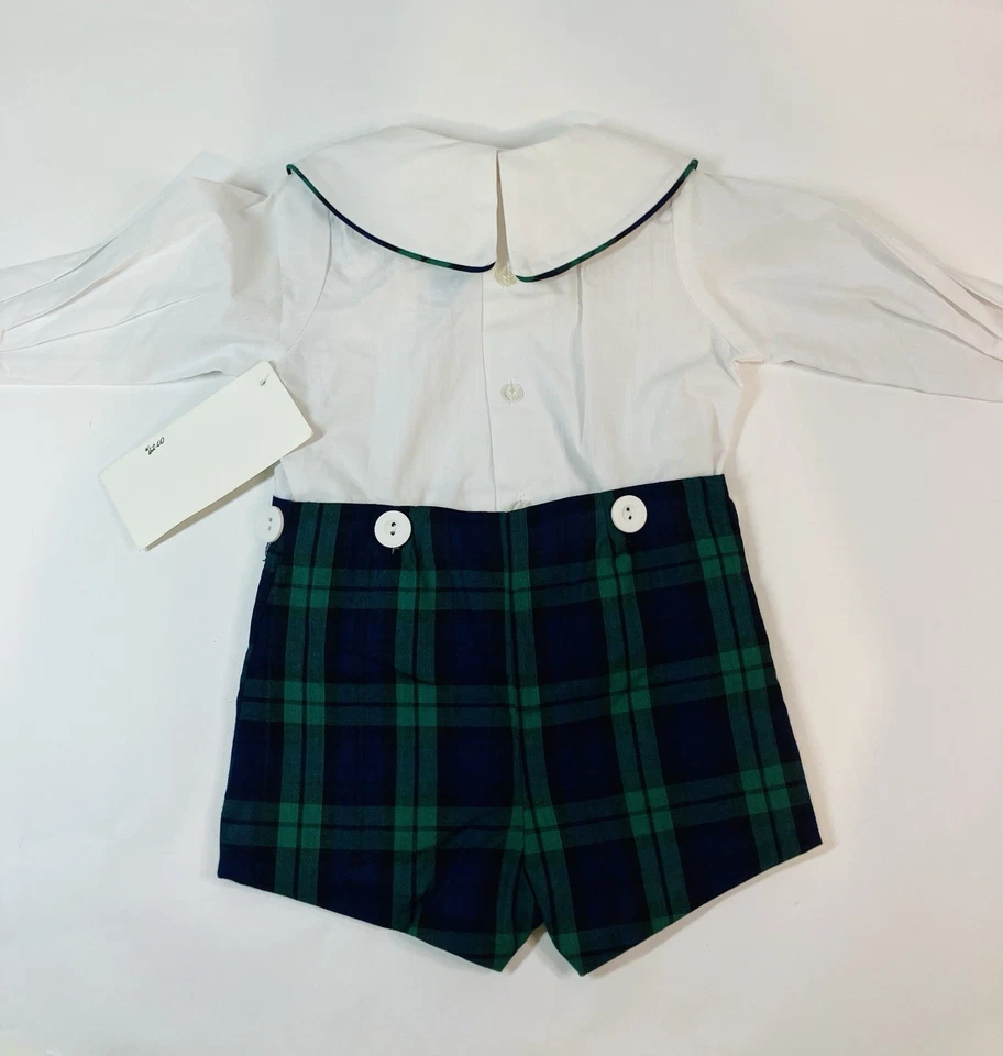 Maglione corto vintage Chabre ragazzo 12 M a quadri tartan vestito 2 pezzi made in USA - Immagine 2 di 4
