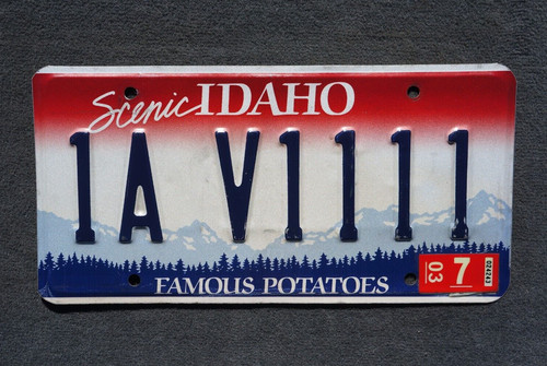 2003 IDAHO License Plate # 1A V1111