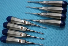 GERMAN 8 PCS STR+CVD DENTAL SURGERY EXTRACTING EXTRACTION LUXATING ELEVATOR-BLU