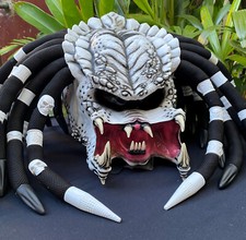 White Predator Custom Helmet with Fangs Custo...