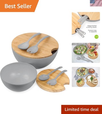 Classic 8-Piece Bamboo Fiber Bowl Set: Stylish Serving with Convenient Lids