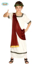 COSTUME SENATORE ROMANO CARNEVALE BAMBINO VESTITO CESARE AUGUSTO IMPERATORE