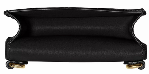 COACH C6718 Custodia per carte mezzo flap in pelle ciottolata nera, borsa a tracolla - Foto 13 di 15
