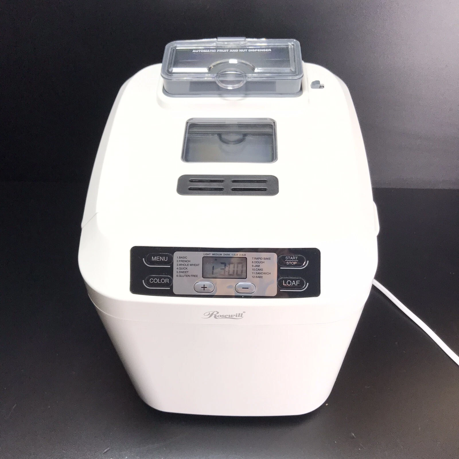 RHBM-15001 Rosewill 2 LB Bread Maker with Automatic Fruit and Nut Dispenser