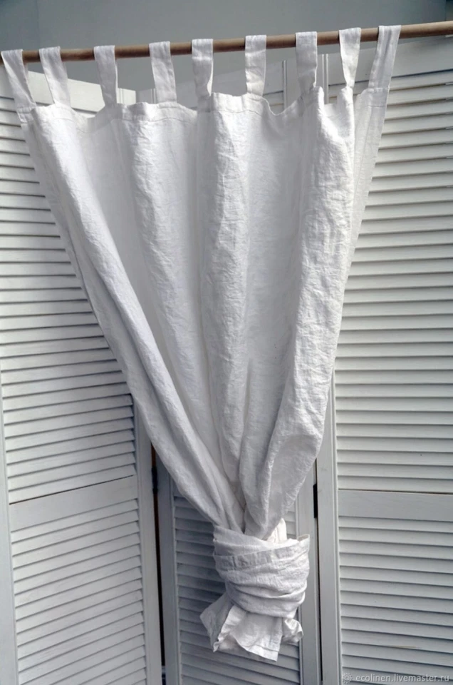 Tab top linen curtains 55" wide Linen Curtains Tab Top Drapes linen window panel - Image 2 of 4