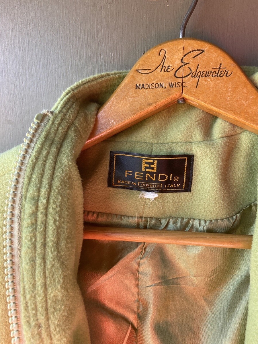 Fendi 100% Cashmere Lime Green Jacket Zip Up Blazer Soft Fendi 100% Cashmere Lime Green Jacket Zip Up Blazer Soft