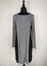 Michael Kors Black Polka Dot Colorblock Jersey Long Sleeve Shift Dress Size M