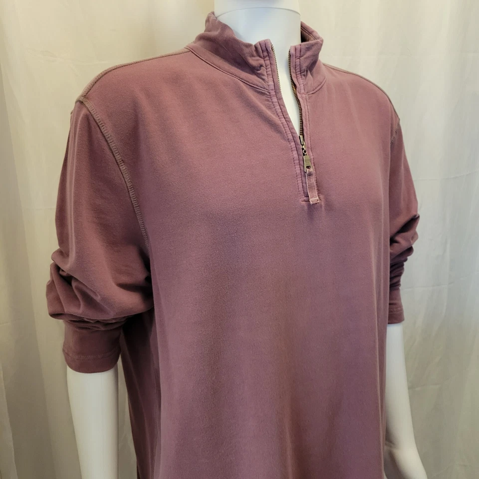 True Grit sweater mens XL plum 1/4 zip pullover 67% tencel lightweight burgundy - Image 3 of 4