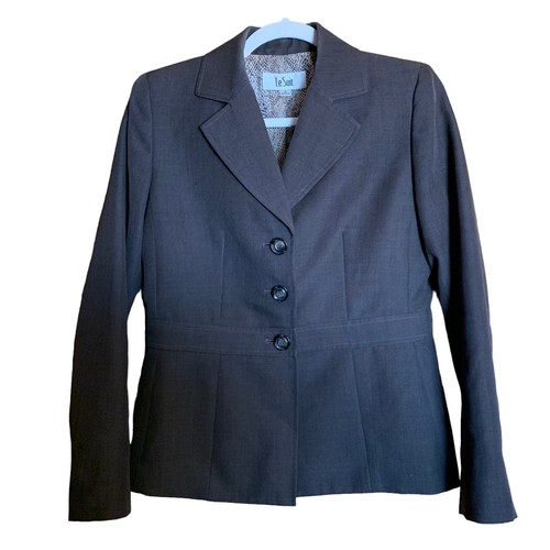Le Suit Women's Dark Gray Pinstripe Blazer Jacket Lined Sz 10 Career