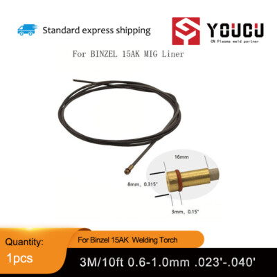 10 feet 3 Meter Mig Torch For Binzel Liner 0.6-1.0mm .023'-.040' 15AK style