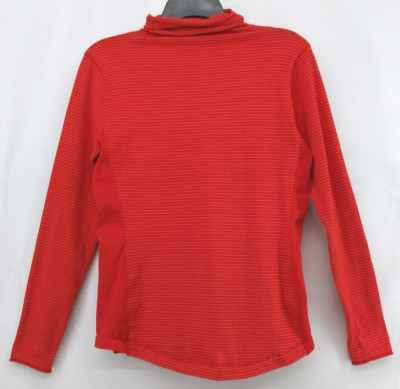 Duluth Coolmax Sweater Womens Small Orange Striped Ruched Turtleneck Long Slv