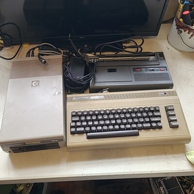 Commodore 64 Model 64 Computer System Lot 1541 Floppy And Okimate 10 Dot Matrix 