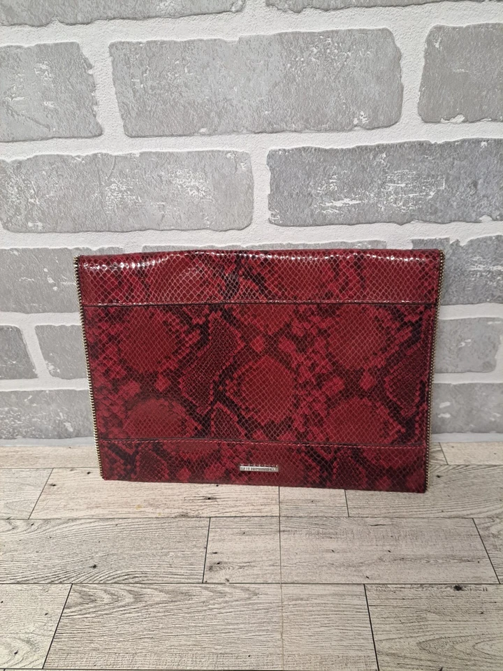 Bolso de Mano Rebecca Minkoff Sobre Rojo Borgoña Piel de Serpiente, Bordes con Cremallera Foto 4 de 4