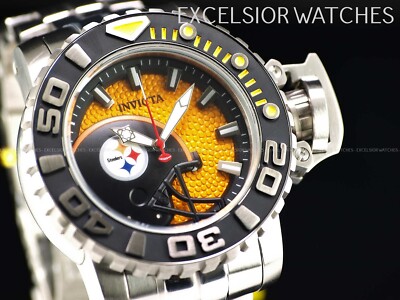 INVICTA 33034 NFL 58mm Sea Hunter Gen II Auto Brclt. Watch -Pittsburgh Steelers