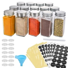 Spice Jars4oz Glass Spice Bottles With Shaker Lids spice Labels And Funnel