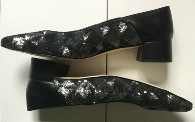 Leather Shoes Embroidered With Beads WEEKEND Max Mara Woman, Black Gray, Size 41